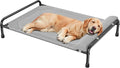 Simple Trending Elevated Dog Bed for Large Dogs, Cooling Raised Pet Cot with Bolster, Breathable Outdoor Couch Bed, 44.5" x 31", Grey