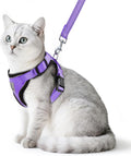 PUPTECK Cat Harness and Leash Set Escape Proof Reflective Cat Walking Harness Adjustable Soft Breathable Mesh Vest for Small Pets, Purple, L