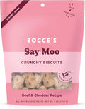 Bocce's Bakery Oven Baked Say Moo Treats for Dogs, Everyday Wheat-Free Dog Treats, Made with Real Ingredients, Baked in The USA, All-Natural Beef & Cheddar Biscuits, 5 oz