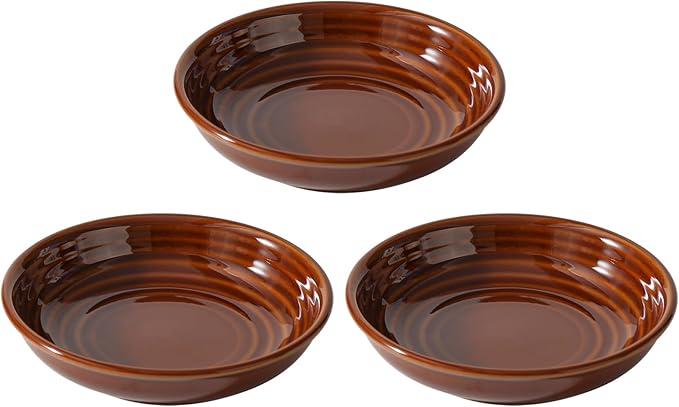 Havniva Ceramic Wide Whisker Friendly Cat Dishes, Set of 3 Ceramic Cat Bowls, Anti-Slip Indoor Kitten Feeding Food& Water Dish to Prevent Whisker Fatigue(3 Pcs, Caramel Brown)