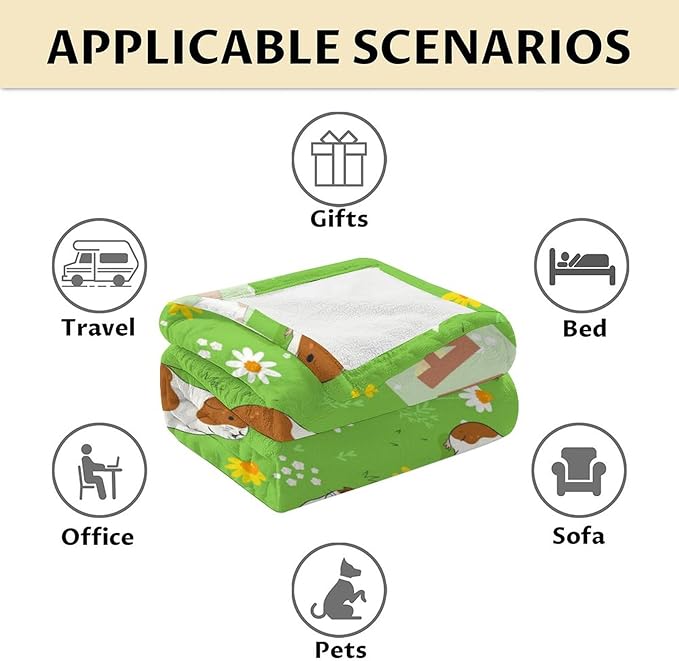 Personalized Guinea Pig Blanket with Name - Soft, Fuzzy & Warm - 30"x40" Small Blanket for Couch, Office - Green Cute Throw Gifts for Kids