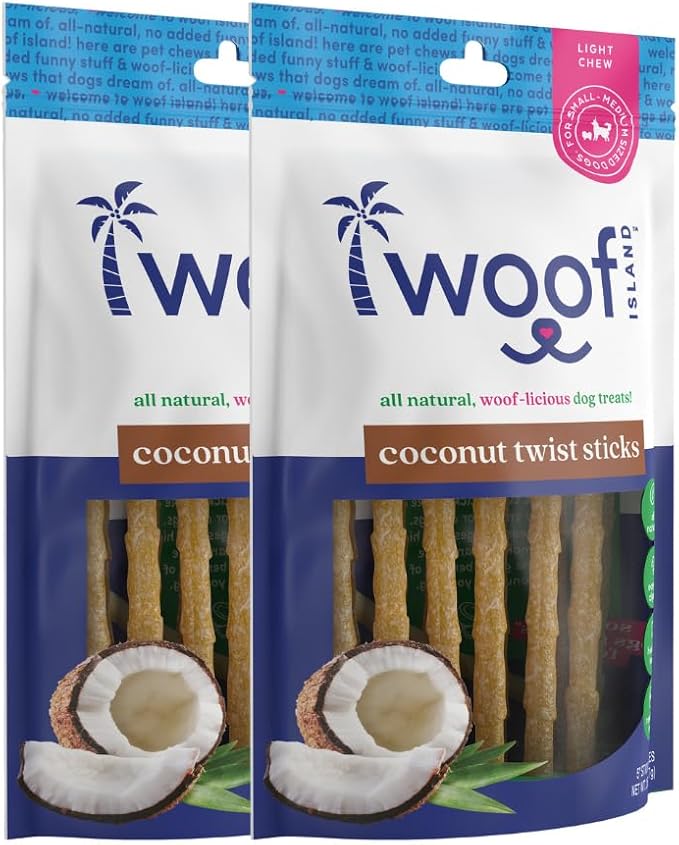 5" Coconut Chews - Premium, All Natural Coconut Dogs Treats - Healthy Puppy Treats & Vitamin Rich Rawhide Free - 2 Pack