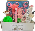 AZ Micro Mini Pig Box New Pet Owner - Starer Box of Supplies - Includes A Snuffle Mat, 2 Games, 2 Treat Balls, Shampoo, Training Bell, Chew Stick, and Paper Crinkle Squeaker Toys (Pink Mat & Games)