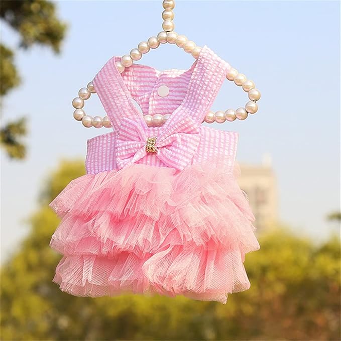Dog Dresses, Fashion Pet Dog Clothes, Striped Mesh Puppy Dogs Princess Dresses (Purple/Pink(4pack), Medium)