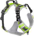 DogTraxs Dog Harness for Large Dogs - No Pull Front Clip, Adjustable Step in Reflective Vest with Metal Buckles - Chartreuse Green