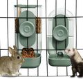 Lemtrflo Hanging Automatic Food and Water Dispenser, Gravity Rabbit Feeder Set, Cage Cat and Bunny Food Bowl (Cage Grid Spacing Over 1.2'')