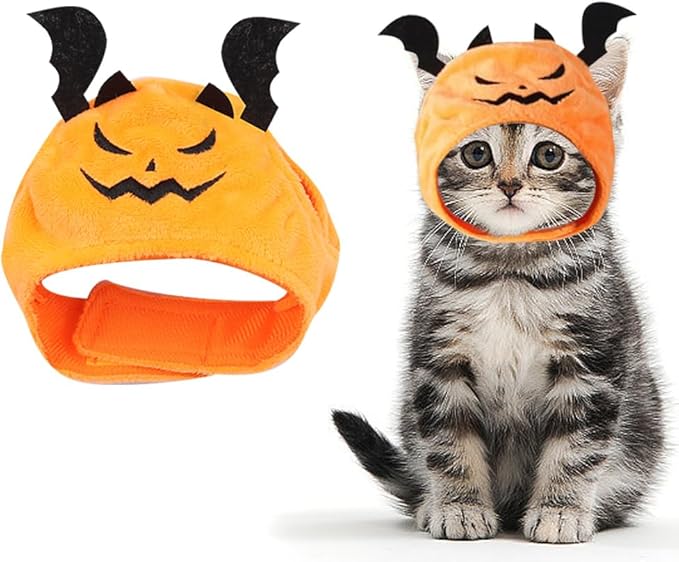 ALIBBON Cat Halloween Devil Costume Dog Halloween Devil Hat Pet Headdress for Halloween Party Adjustable Devil Cap Orange Devil Hat Dress Up for Puppy Kitty Halloween Cosplay Costume