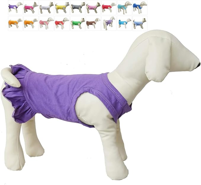 Pet Clothes Small Dog Clothing Blank Color Sport Dress T-Shirts Tee Dresses Tanks Top for Small Size Female Dogs Summer Spring Pet Costumes 100% Cotton (M, Purple)