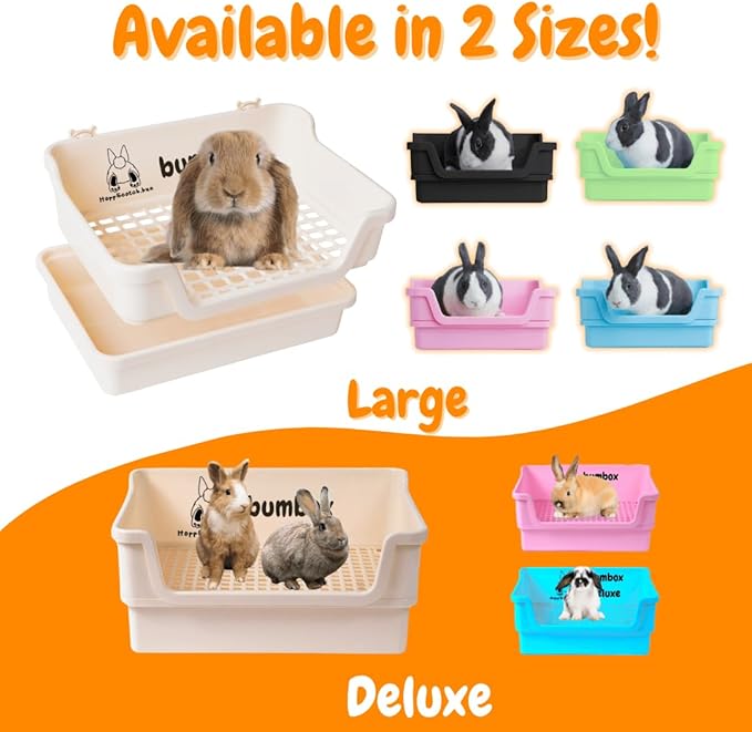 HoppScotch.bun Bumbox Large Rabbit Litter Box, 15.75" Training Cage with Plastic Grid for Small Animals, Indoor/Outdoor, Cream