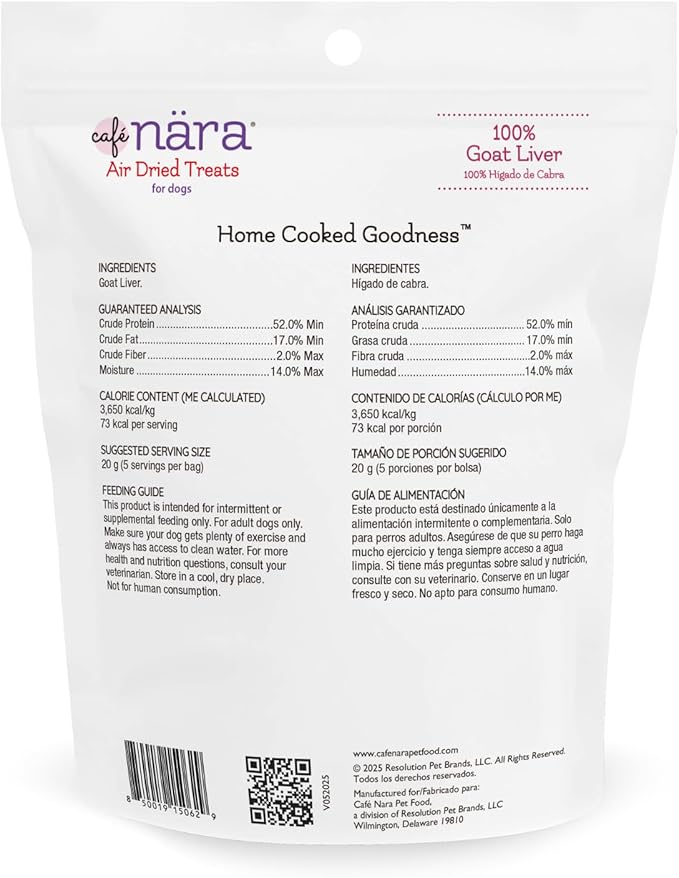 Café Nara - Goat Liver Air Dried Treats for Dogs - Hard & Crunchy Texture - Air Dried Training Treats - All-Natural Recipe - Grain, Gluten, Wheat, Corn & Soy Free - Non-GMO - 3.5 oz - 1 Pack