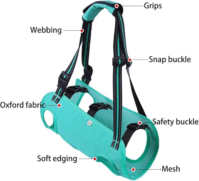 Senior Dog Mobility Harness - Full Body Lifting Sling with Adjustable Shoulder Straps and Breathable Mesh Lining for Hip Dysplasia and IVDD Recovery Support