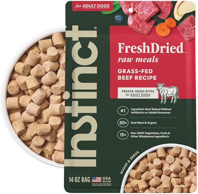 Instinct FreshDried Bites, Natural Freeze-Dried Dog Food, Grain-Free - Grass-Fed Beef, 14 oz. Bag