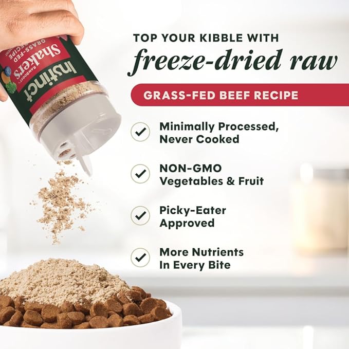 Instinct RawBoost Shakers, Freeze-Dried Dog Food Powder Topper - Beef, 5.5 oz. Bottle