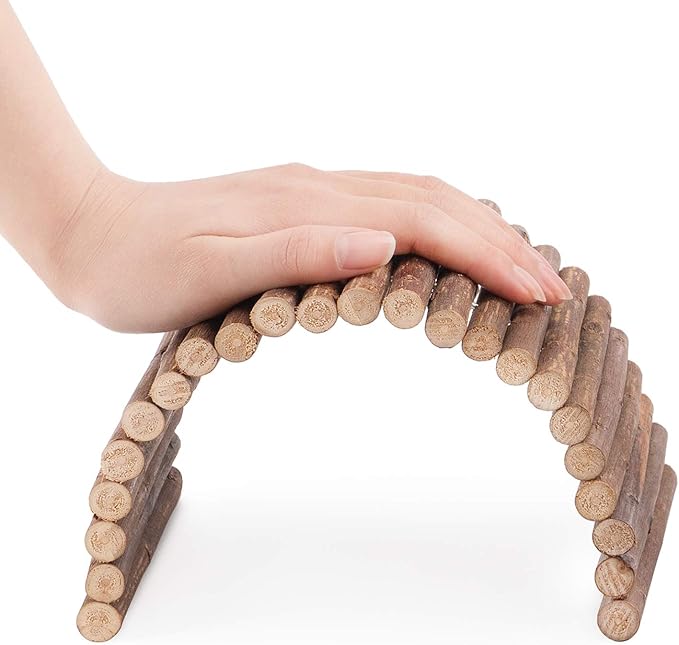 Niteangel Wooden Ladder Bridge, Hamster Mouse Rat Rodents Toy, Small Animal Chew Toy (11.8" x 4.7")