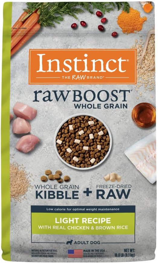Instinct Raw Boost Light, Natural Dry Dog Food with Freeze Dried Pieces, Whole Grain Recipe- Real Chicken and Brown Rice, 18 lb. Bag