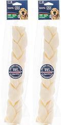 Pet Factory 100% Made in USA Beefhide 12" Braided Stick Dog Chew Treat - Natural Flavor, 1 Count/2 Pack