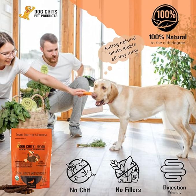 Dog Chits Turkey and Sweet Potato Soft Chew for Dogs - Dog and Puppy Chews | Made in USA | Organic Turkey | All-Natural Treats | Large & Small Breeds | Organic Sweet Potato | 4 oz.