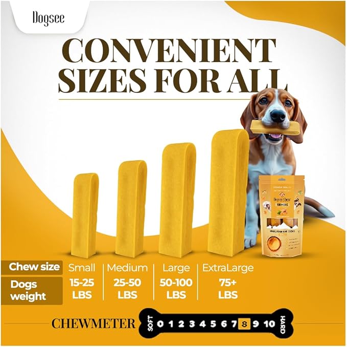 Dogsee Himalayan Yak Chews with Turmeric/Curcumin (Monster/XL- 3 Chews) | Yak Chews for Large Dogs | Dog Treats | Helps Joint Pain | Rawhide-Free | Long Lasting for Dogs Over 55 lbs
