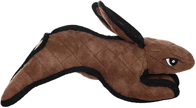 TUFFY - World's Tuffest Soft Dog Toy -Barnyard- Multiple Layers. Made Durable, Strong & Tough. Interactive Play (Tug, Toss & Fetch). Machine Washable & Floats. (Brown Rabbit, Large 2 Pack)