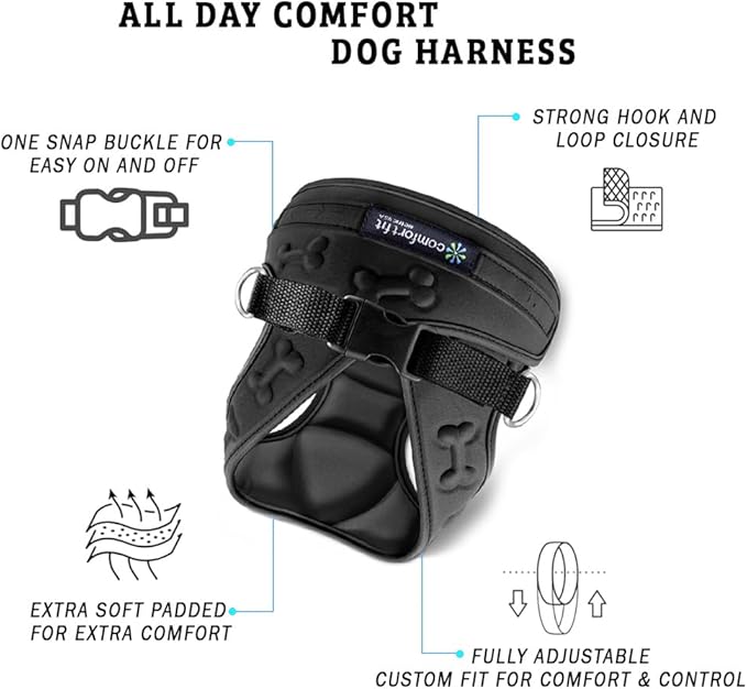 Comfort Fit Dog Harness – Adjustable No-Pull Vest for Small, Medium & Large Dogs – Soft Padded Step-in Design for Easy Control – Ideal for Walking, Running & Training – All-Weather Premium Dog Vest