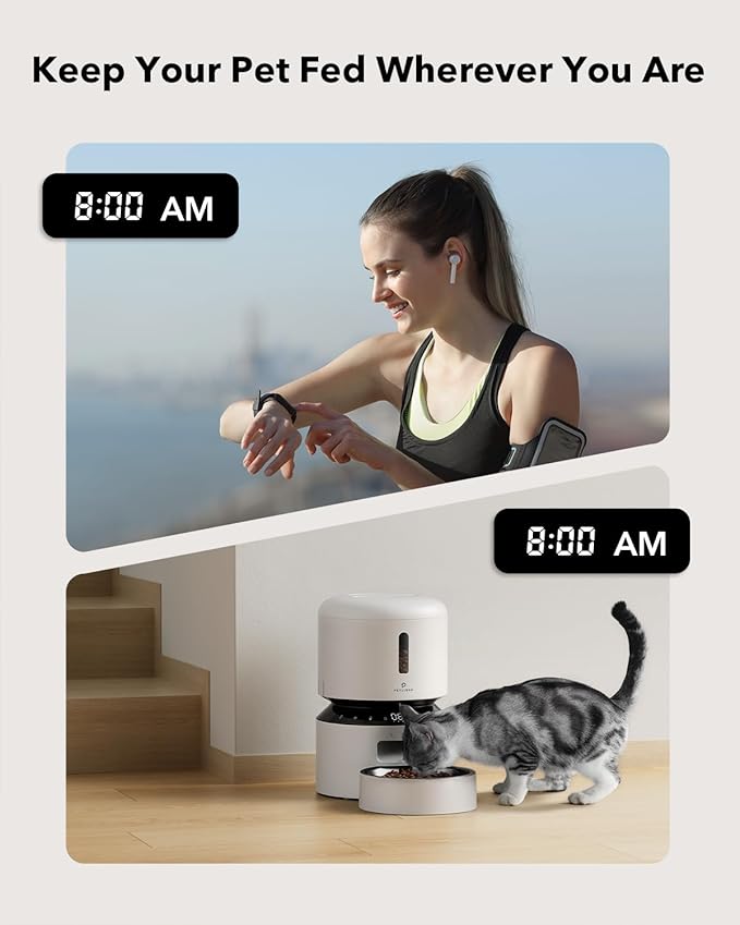 PETLIBRO Automatic Cat Feeder – 3L Programmable Pet Food Dispenser with Freshness Preservation, Timed Portion Control, Voice Meal Call & Dual Power Supply, Healthy Feeding for Cats & Small Dogs White