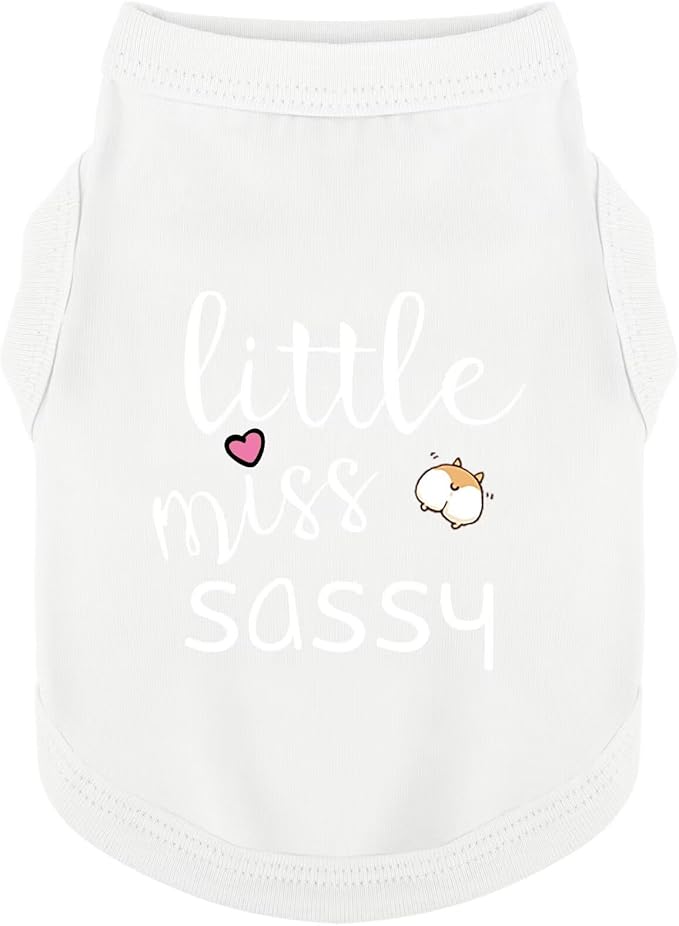 Paiaite Dog Clothes Fashionable Sleeveless Pet Vest: 'Little Miss Sassy' Printed Cotton Dog Shirt, Ideal for Small, Medium, and Large Breeds, Ensuring Comfort and Breathability White 4XL