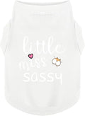 Paiaite Dog Clothes Fashionable Sleeveless Pet Vest: 'Little Miss Sassy' Printed Cotton Dog Shirt, Ideal for Small, Medium, and Large Breeds, Ensuring Comfort and Breathability White L