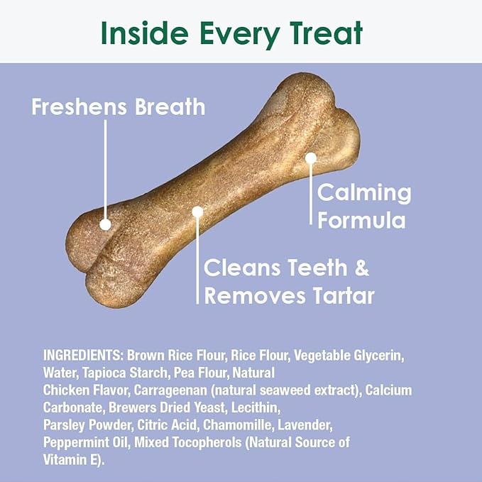 Bonies Natural Calming Formula Large-Sized Single Bone - Contains Chamomile & Lavender, Help Anxiety, Excessive Barking and Trembling, Chicken Flavor, [Large Dogs], 72 Bones