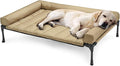 Veehoo Cooling Elevated Dog Bed Add Removable Waterproof Bolster Cushion Mat, Raised Pet Cot with Breathable Teslin Mesh, No-Slip Feet, Dog Couch Bed for Indoor Outdoor, 42x30inches, Beige, CWC2331B