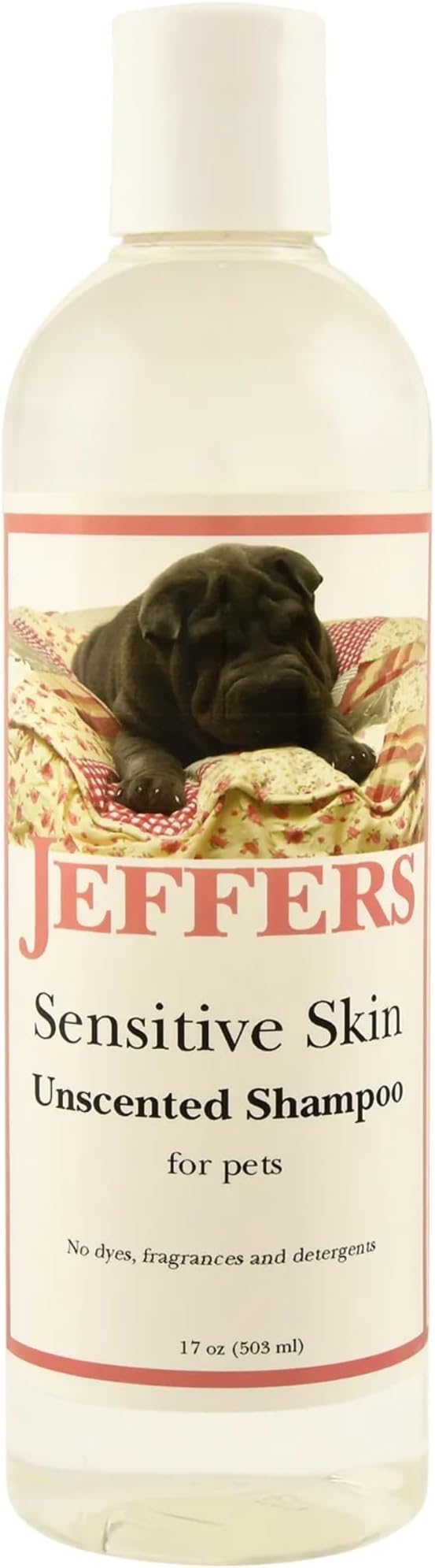 Jeffers Pet Sensitive Skin Unscented Shampoo for Dogs, Cats, Ferrets, & Rabbits, 17 Oz - Hypoallergenic Wash, Fragrance & Dye Free, Soap & Detergent Free | Gentle Grooming Essential, Made in USA
