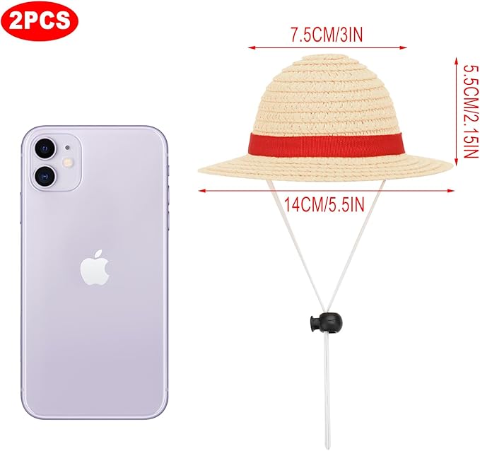Beautyflier Pet Straw Hat Party Decorations Halloween Cosplay Cap Puppy Pet Dog Cat Holiday Costume for Small Dog Cat (Beige, 2PCS)
