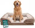 Furhaven Memory Foam Dog Bed for Large Dogs w/ Removable Bolsters & Washable Cover, For Dogs Up to 95 lbs - Plush & Velvet Waves Perfect Comfort Sofa - Brownstone, Jumbo/XL