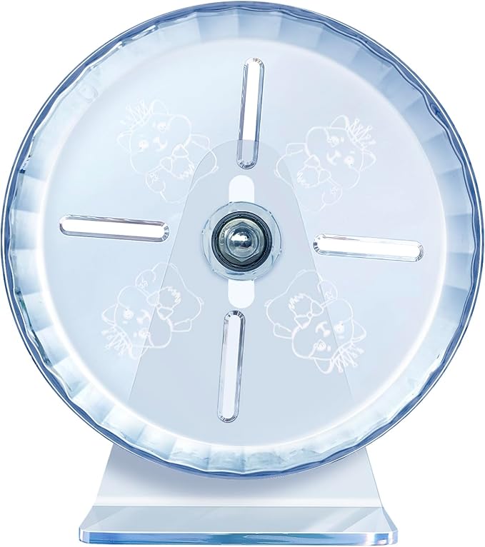 Silent Hamster Wheel, Super-Silent Hamster Exercise Wheels Accessories, Quiet Running Wheels, Adjustable Stand for Hamsters Mice Or Other Small Animals (Ф 6 inch,Transparent)