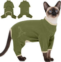 DENTRUN Cat Clothes for Hair Control with Hair Sticky Fabric - Soft Recovery Suit & Breathable Lint-Resistant Cat Sweater for Cats Only, Kitten Onesie Pajamas, XL, Army Green