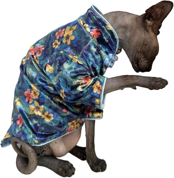 Traditional Culture Sphynx Hairless Cat Cotton T-Shirts Clothes Pet Sweater Cat Vest Pet Clothes Kitten Shirts Small Dogs Apparel (Hawthorn, XXL (13-15 lbs))