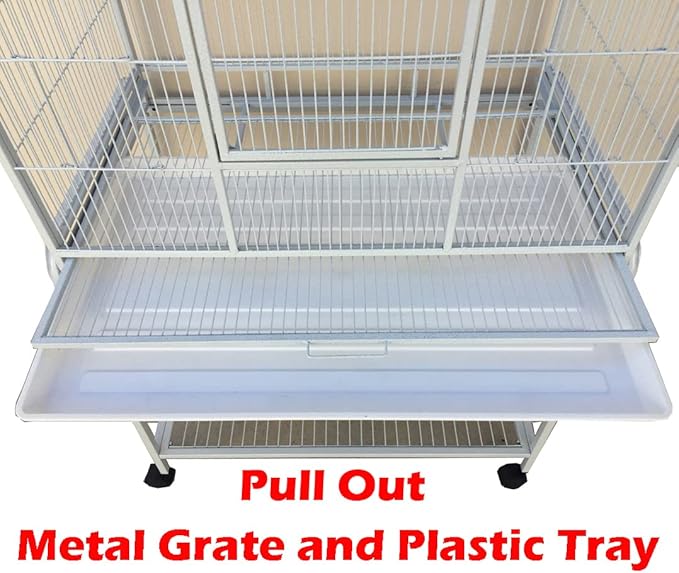 54" Large Wrought Iron Chew Proof 4-Level Tight 1/2-inch Wire Spacing Ferret Chinchilla Sugar Glider Rats Mices Rabbit Squirrel Hamster Cage with Removable Rolling Stand
