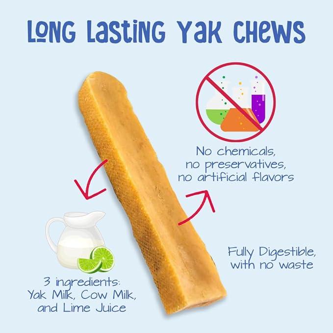 Yeti Dog Chew - Yak Cheese Himalayan - Healthy Long Lasting - Yak Chews for Large, Medium and Small Dogs - Yak Bones for Dogs - Natural Yak Cheese - Small, 3.5 oz