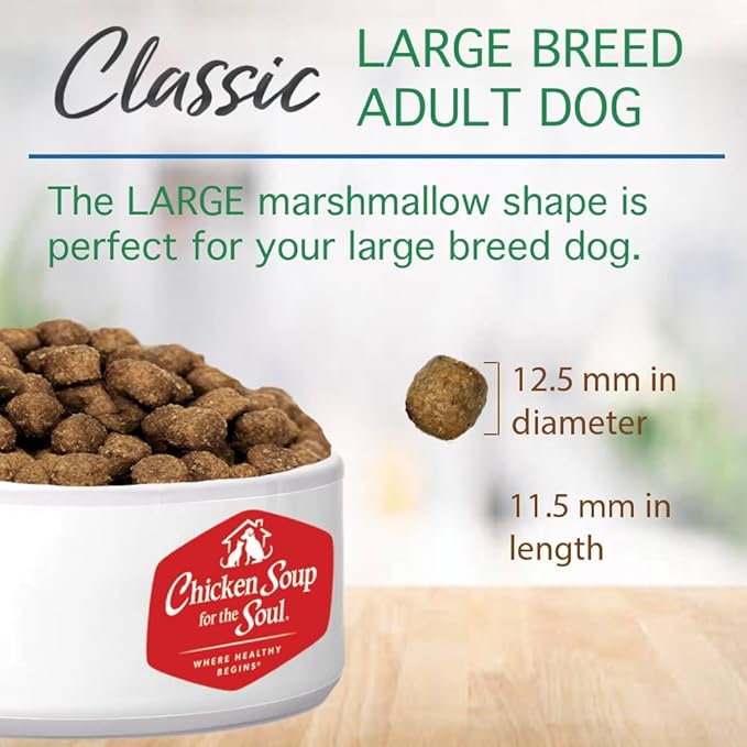 Chicken Soup for the Soul All Natural Premium Large Breed Adult Dry Dog Food, Real Meat First Ingredient, No By-Products, Supports Heart, Gut & Immune Health, Chicken, Turkey & Brown Rice, 13.5lb
