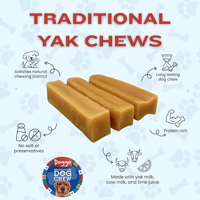 Premium Yak Cheese Himalayan Dog Chews - Natural Yak Chews for Large and Small Dogs - Yak Milk Dog Chew - Long-Lasting Treats Aggressive Chewers - X-Large, 1 Pound (3 Pieces)