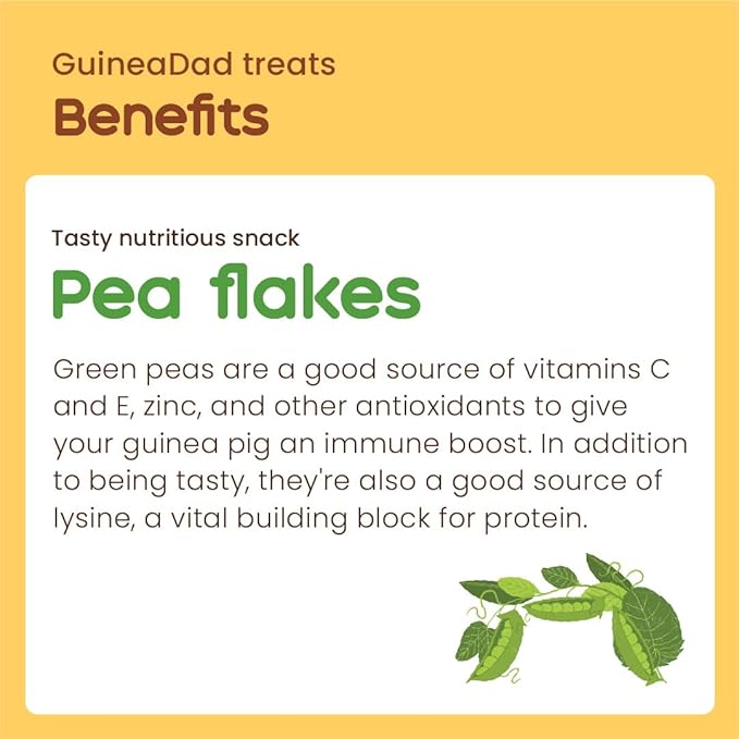 GuineaDad Pea Flakes for Guinea Pigs – Premium Guinea Pig Food & Treats – Natural Pea Flakes for Small Pets – 1 x 6.2 oz Pack – High in Vitamins & Minerals - Small