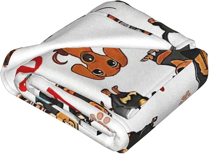 SweetFox Just A Girl Who Loves Dachshunds Blanket, Dachshund Dog Decor Throw Blanket Gifts for Girls Boys Lover Super Warm Soft Plush Fleece Flannel Bedding Blankets for Kids Adults Men Women 80"X60"