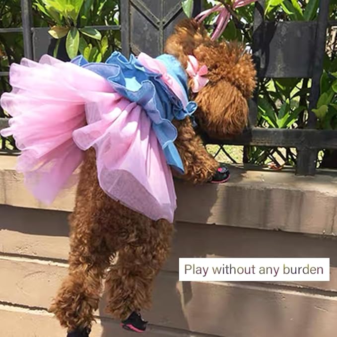 ANIAC Pet Denim Dress with Cute Bow-Knot Comfy Vest Skirt Lace Trim Tutu Summer Spring Clothes for Cats and Small Dogs (X-Large)