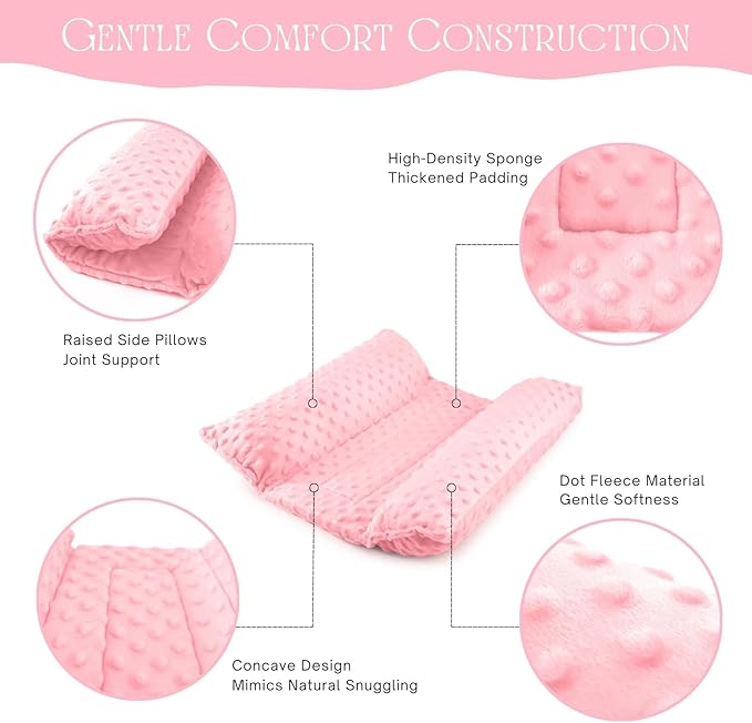 Rabbit Bed, Soft Dot Fleece Bunny Mat, 17x17In Small Animal Pillow for Guinea Pig, Reversible, Washable Pet Cushion Pastel Pink