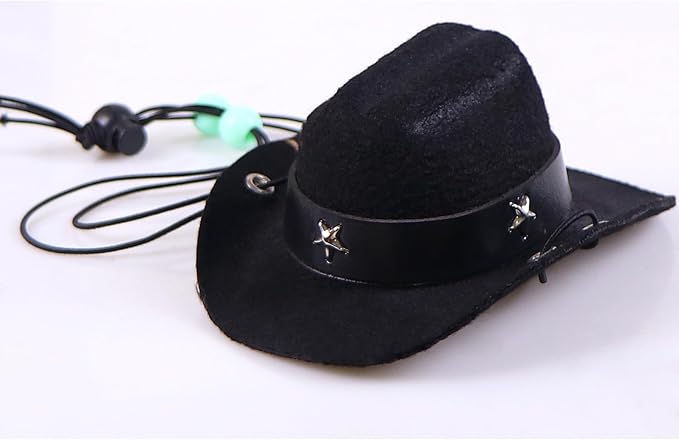 GOYOSWA Cat Cowboy Costume, Cat Halloween Costumes Funny Pet Cowboy Hat and Bandana Set for Cats Kittens Pets (Black)