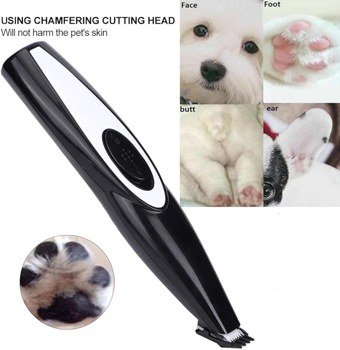 Electric Pet Pedicure Tool, Dog Paw Trimmer Low Noise Cordless Electric Mini Shaver Clippers, Rechargeable Cat Trimmer for Trimming Dog's Hair Around Paws, Eyes, Ears, Face, Rump