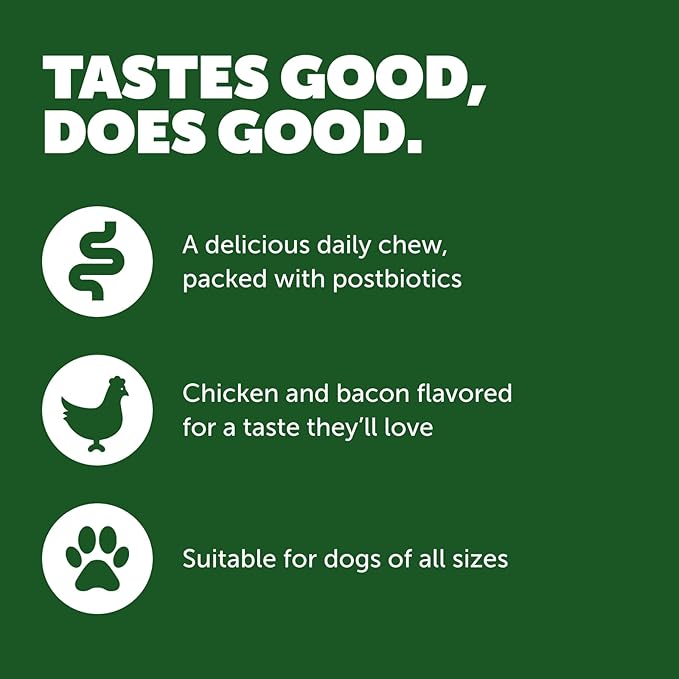 Protexin Daily Care Gut+ Mobility | 60 Dog Chews, Chicken and Bacon Flavor Dog Supplement | Probiotics for Dogs, Dog Postbiotics