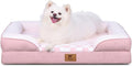 KSIIA Waterproof Dog Bed Orthopedic for Medium Senior Dog Couch with Sides, Extra Thick Supportive Pet Bed Sofa with Soft Plush Cover and Non-Slip Bottom, 36 x 27 Inch, Pink