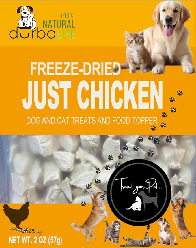 Freeze Dried Chicken Bites - Cats and Dogs Training Treat or Food Topper for Picky Eaters, Protein-Packed Pet Snack (2.0 oz, Just Chicken)