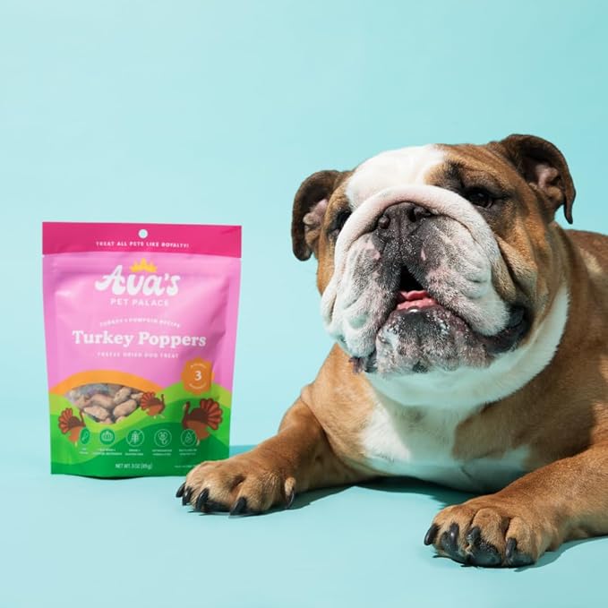 Ava's Pet Palace Turkey Poppers – Freeze-Dried Turkey Dog Treats with Pumpkin | High Protein, Grain-Free, Single-Ingredient Training Treats & Food Topper | Made in USA | No Preservatives