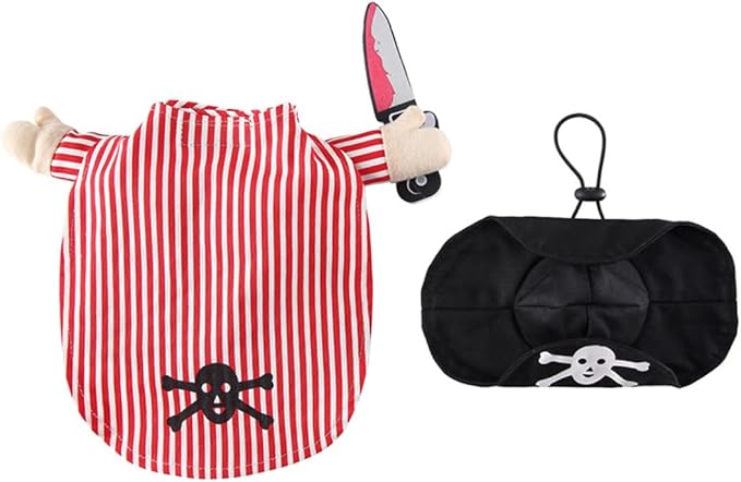 Puppy Pirate Dog Costume, Pet Cosplay Clothes Halloween Christmas Funny Party Costume for Cats and Small Dogs